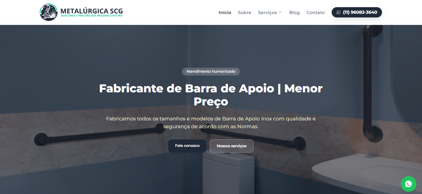 Site modelo para Metalúrgica da Plataforma SCG